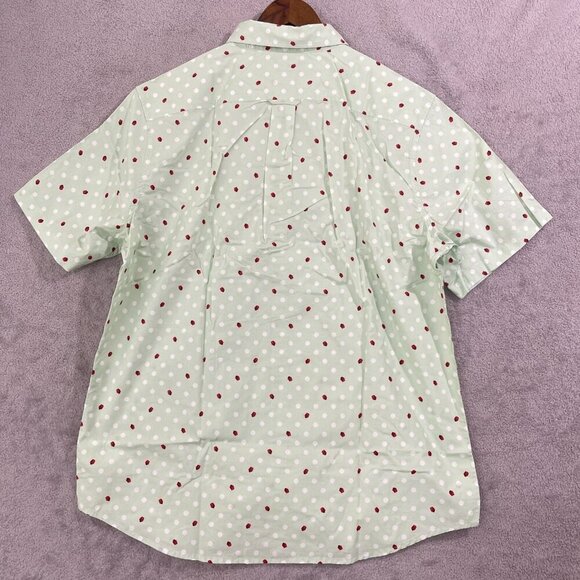 NWOT Lands' End Men's XL Mint Green Polka Dot & Ladybug Short Sleeve Button-Up - Picture 3 of 11
